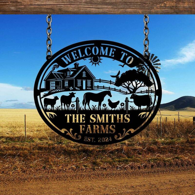 Custom Metal Animal Farm Sign For Farmhouse Wall Decor - Personalized Gift For Farmers And Ranch Owners