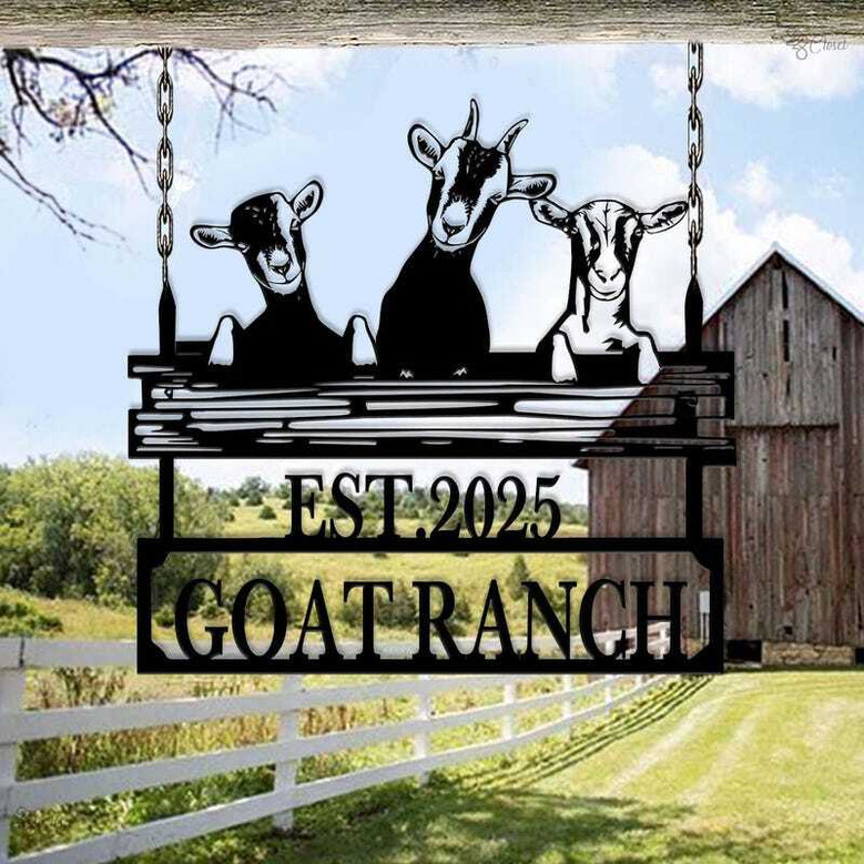 Personalized Goat Ranch Metal Sign For Farm - Custom Animal Barn Decor - Thoughtful Gift For Dad