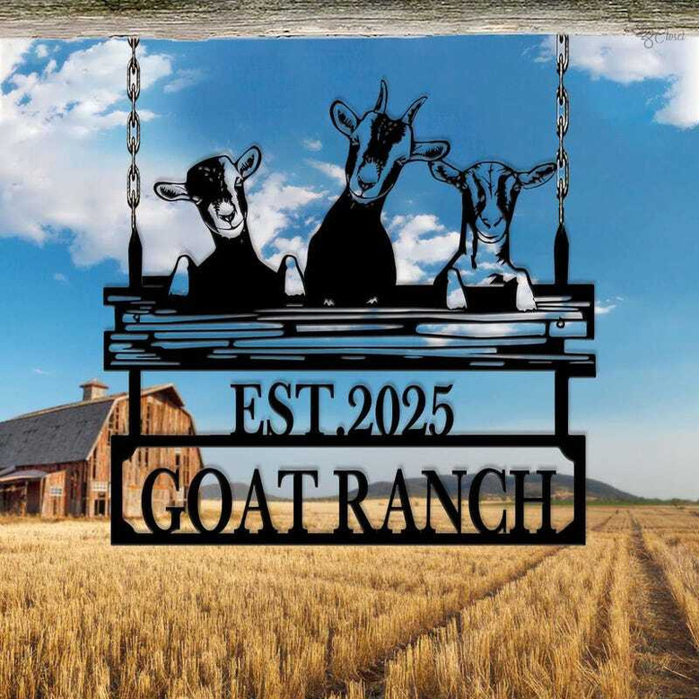 Personalized Goat Ranch Metal Sign For Farm - Custom Animal Barn Decor - Thoughtful Gift For Dad