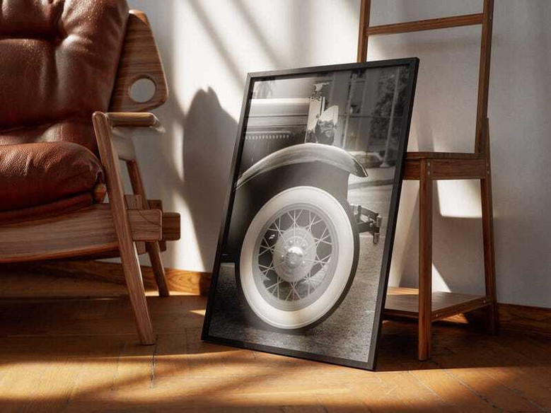 Vintage car canvas art personalized with message, portrait format, entryway decor, birthday gift for car enthusiasts