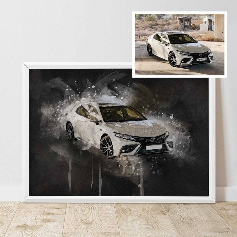 Personalized Car Enthusiast Wall Art - Custom Watercolor Canvas For Father's Day Gift Ideas