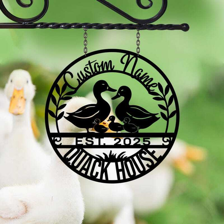 Personalized Duck Farm Metal Sign - Farmhouse Decor For Animal Lovers And Farmers, Trendy Duck Quack House Art