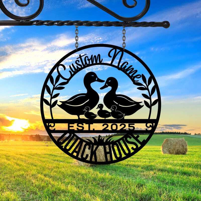 Personalized Duck Farm Metal Sign - Farmhouse Decor For Animal Lovers And Farmers, Trendy Duck Quack House Art