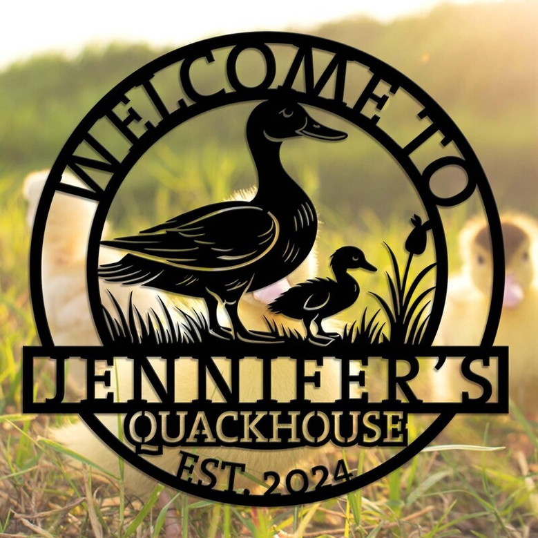 Personalized Metal Duck Farm Animal Sign For Farmhouse Decor