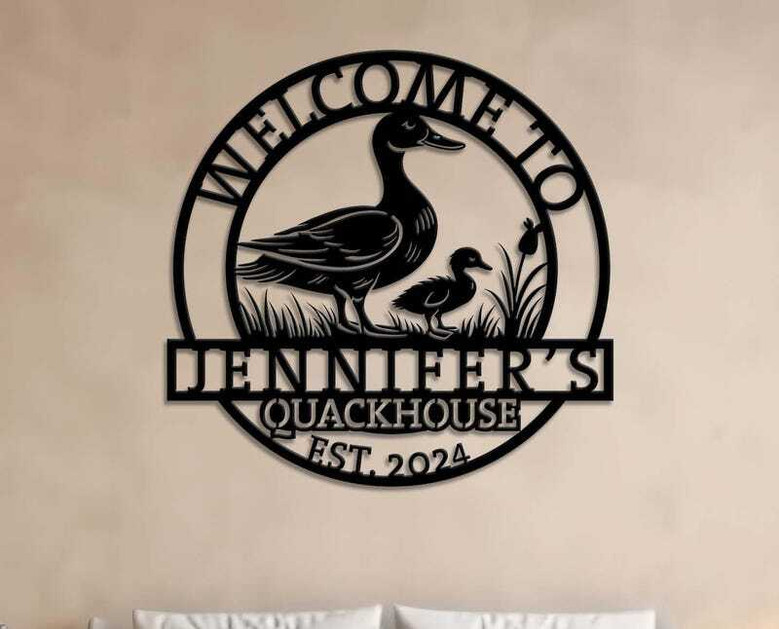 Personalized Metal Duck Farm Animal Sign For Farmhouse Decor