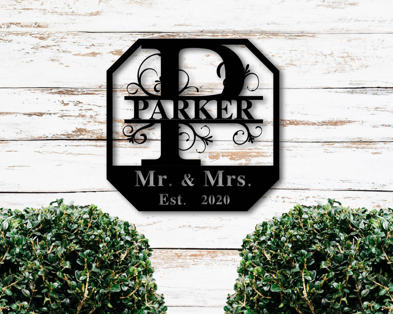 Personalized Mr And Mrs Wall Decor - Custom Metal Name Sign For Wedding And Anniversary Gifts