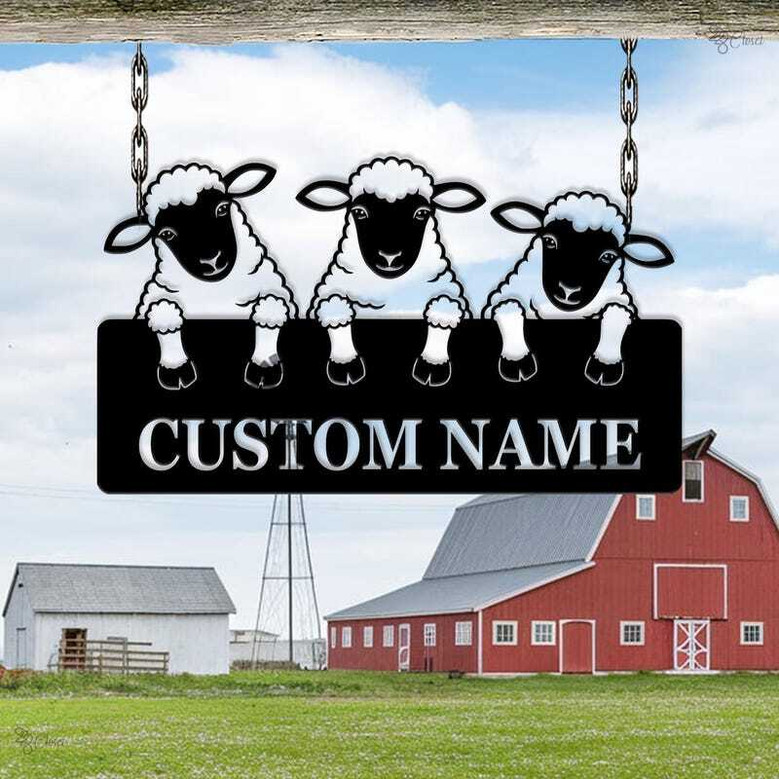 Personalized Sheep Farm Metal Sign For Barn Decor - Animal Enthusiast Gift