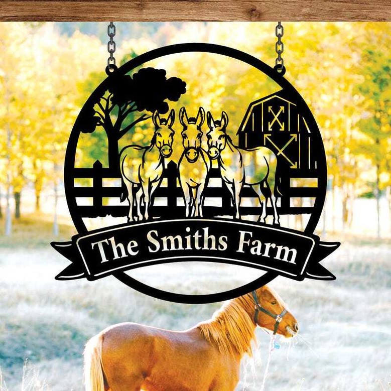 Custom Donkey Farm Sign For Ranch Decor - Personalized Animal Farm Signs For Outdoor