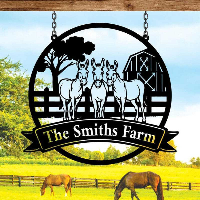 Custom Donkey Farm Sign For Ranch Decor - Personalized Animal Farm Signs For Outdoor