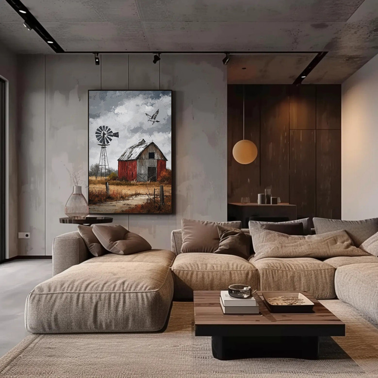 Windmill framed canvas print, vertical rustic farmhouse decor personalized with names, country wall art gift for wife