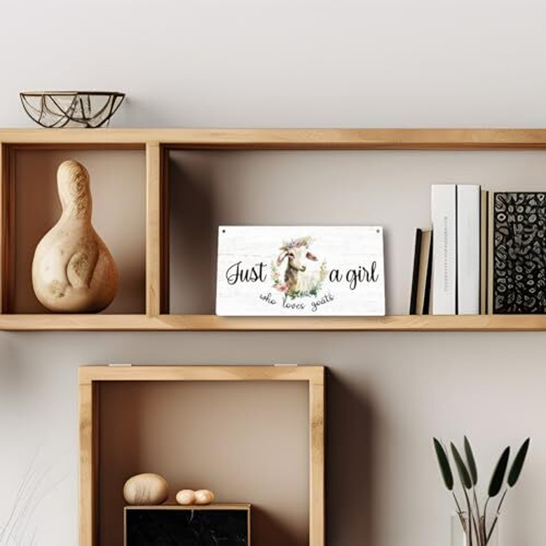 Floral Goat Wood Plaque For Goat Lovers - Animal Farm Sign For Girls' Room Or Office Decor
