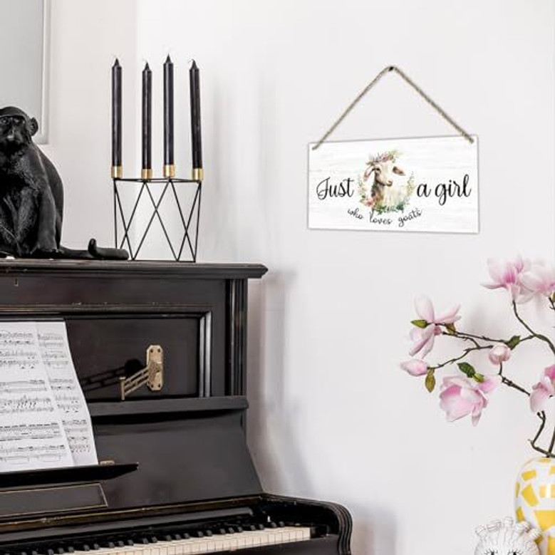 Floral Goat Wood Plaque For Goat Lovers - Animal Farm Sign For Girls' Room Or Office Decor