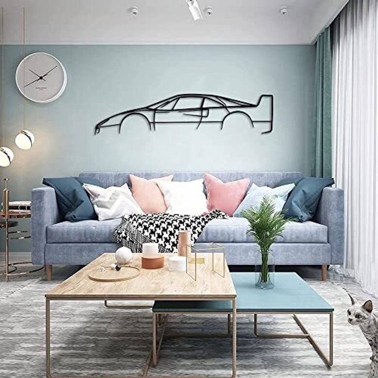 Black Car Silhouette Geometric Wall Art Sign For Home Office & Living Room Decor
