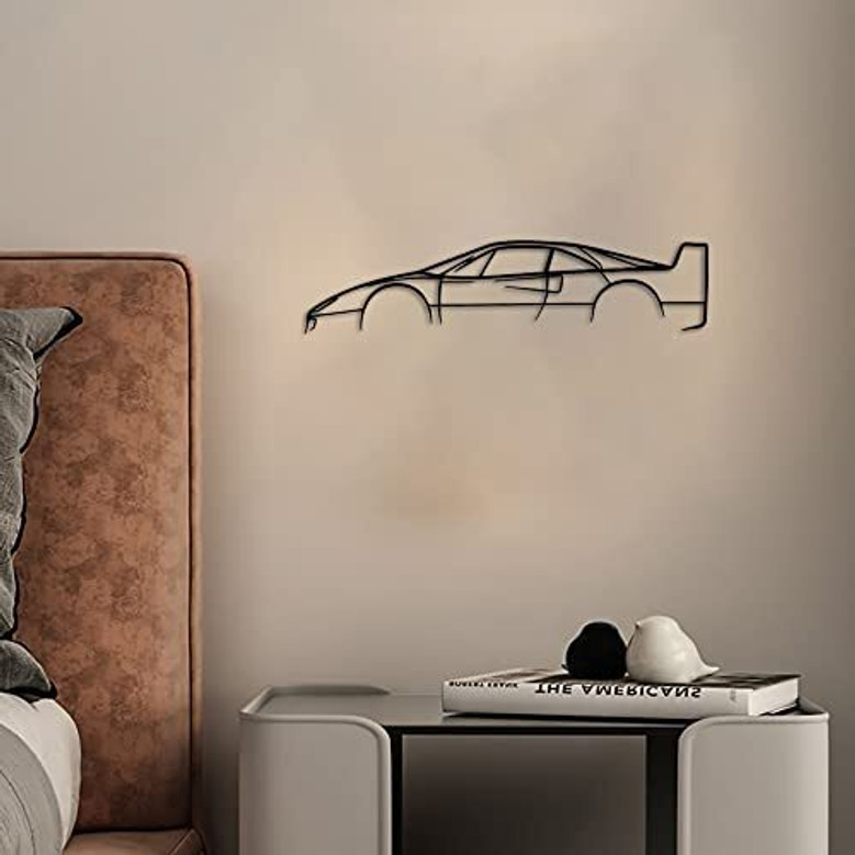 Black Car Silhouette Geometric Wall Art Sign For Home Office & Living Room Decor