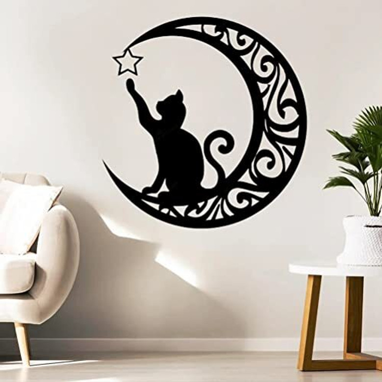Minimalist Geometric Cat Metal Sign - Perfect For Living Room Or Bedroom Decor