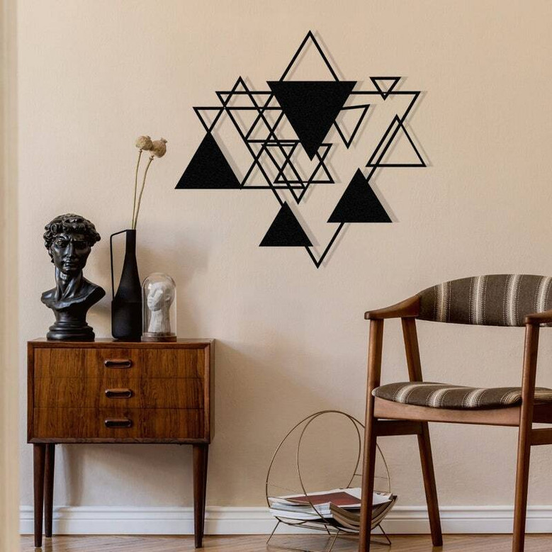 Modern Luxury Geometric Metal Wall Art Decor - Triangle Fantasy Design