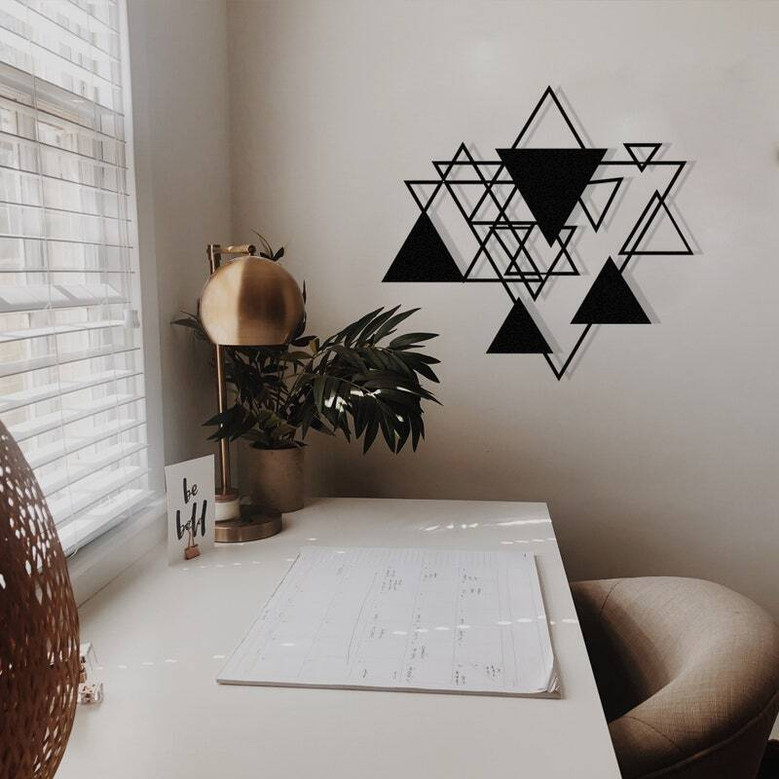 Modern Luxury Geometric Metal Wall Art Decor - Triangle Fantasy Design