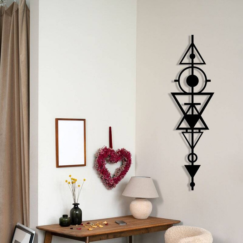 Unique Geometric Metal Wall Art Decor - Minimalist Style Gift For Her's Office, Birthdays Or Valentine's Day