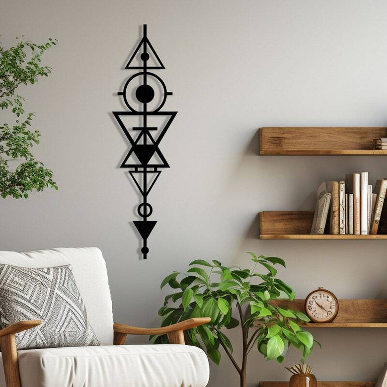 Unique Geometric Metal Wall Art Decor - Minimalist Style Gift For Her's Office, Birthdays Or Valentine's Day
