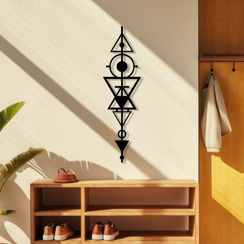 Unique Geometric Metal Wall Art Decor - Minimalist Style Gift For Her's Office, Birthdays Or Valentine's Day