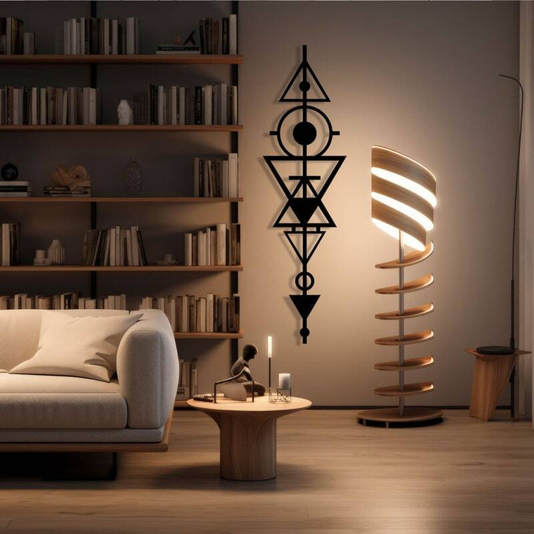 Unique Geometric Metal Wall Art Decor - Minimalist Style Gift For Her's Office, Birthdays Or Valentine's Day