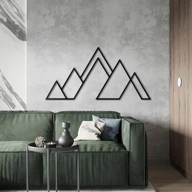 Geometric Mountain Metal Wall Art For Nature Lovers Minimalist Decor