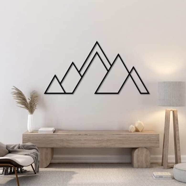 Geometric Mountain Metal Wall Art For Nature Lovers Minimalist Decor