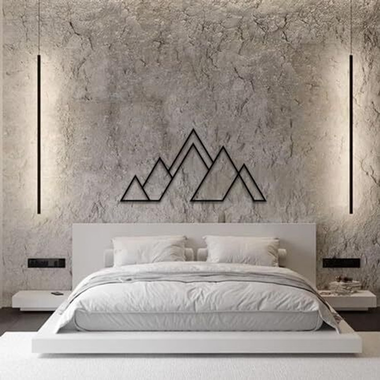 Geometric Mountain Metal Wall Art For Nature Lovers Minimalist Decor