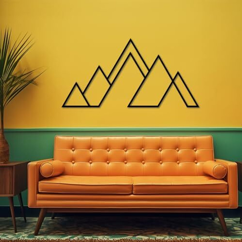 Geometric Mountain Metal Wall Art For Nature Lovers Minimalist Decor