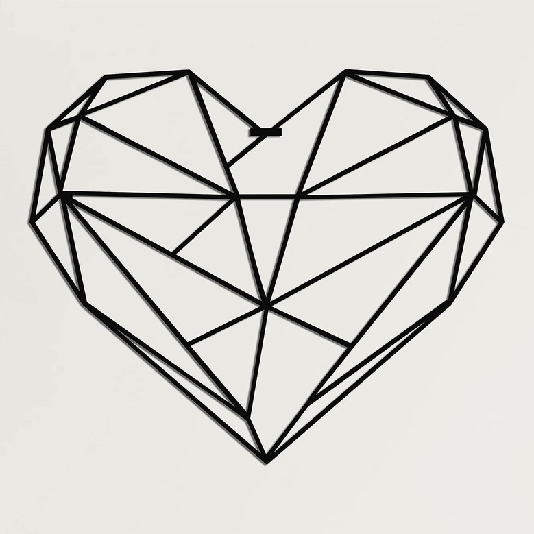 3D Geometric Heart Metal Wall Art For Bedroom And Living Room - Modern Home Decor
