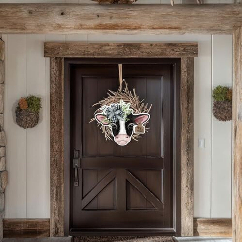 Highland Cow Farm Animal Wood Sign For Indoor Outdoor Porch Wall - Farmhouse Decor Entryway