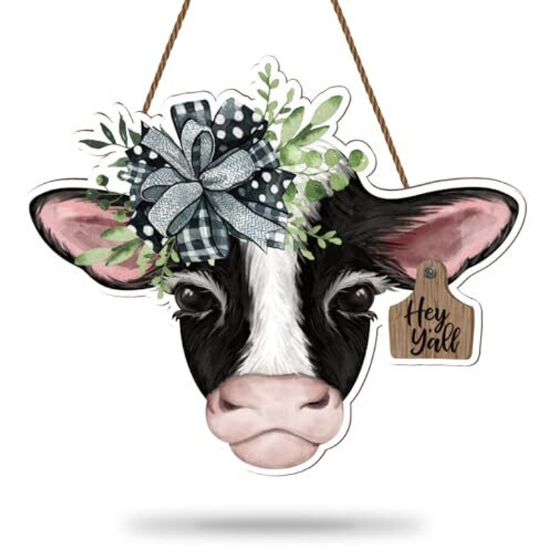 Highland Cow Farm Animal Wood Sign For Indoor Outdoor Porch Wall - Farmhouse Decor Entryway