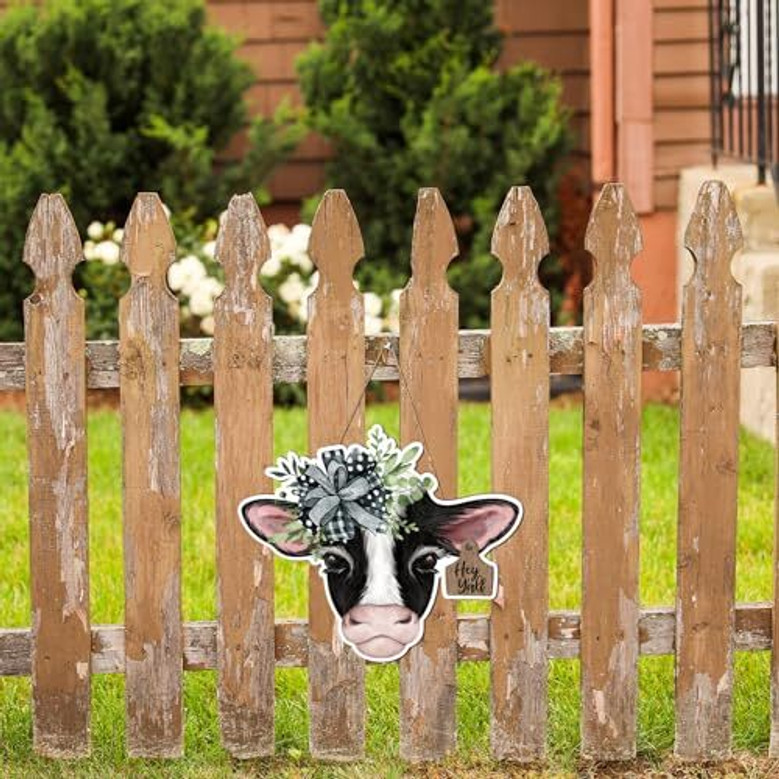 Highland Cow Farm Animal Wood Sign For Indoor Outdoor Porch Wall - Farmhouse Decor Entryway