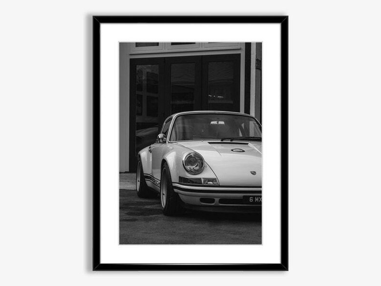Vintage German car poster canvas, classic black and white art for car lovers, a gift for dads or classic auto admirers.