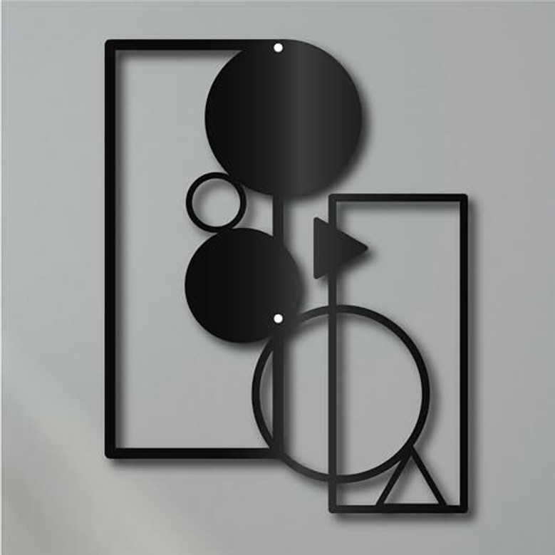 Geometric Wall Art For Modern Spaces - Minimalist Black Iron Sign For Bedrooms