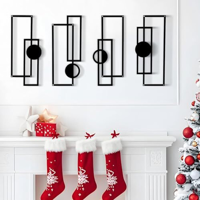 Contemporary Geometric Metal Wall Art Set - Perfect For Indoor Kitchen, Bathroom, Bedroom, Living Room