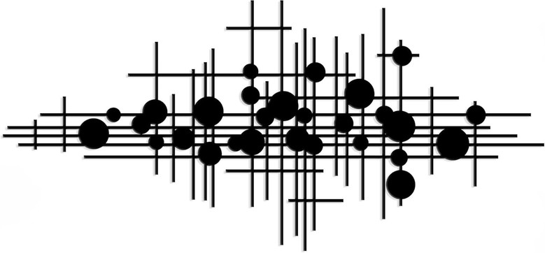 Versatile Geometric Metal Wall Art For Living Room - Abstract Black Design