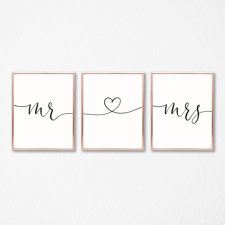 Thoughtful Mr And Mrs Wall Decor Canvas Set For Bedroom - Personalized Wedding Shower Gift
