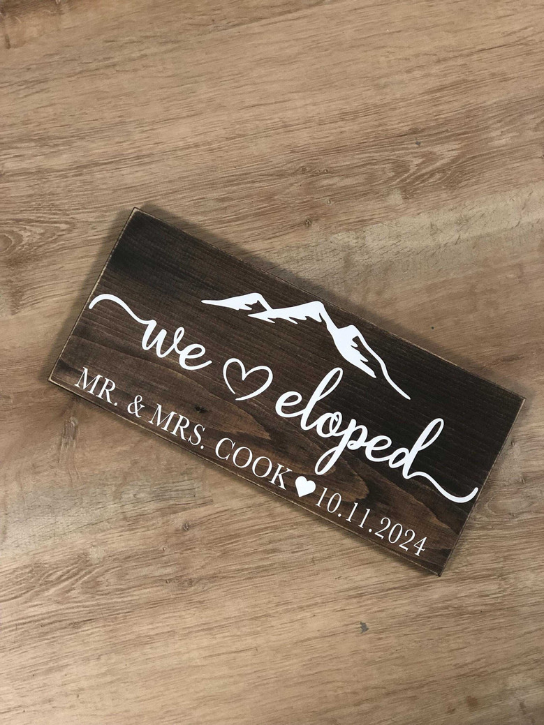 Personalized Mr And Mrs Wall Decor Elopement Wood Sign With Mountain Scene - Anniversary Gift For Couples