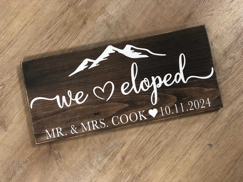 Personalized Mr And Mrs Wall Decor Elopement Wood Sign With Mountain Scene - Anniversary Gift For Couples