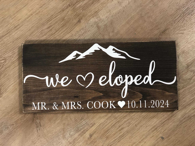 Personalized Mr And Mrs Wall Decor Elopement Wood Sign With Mountain Scene - Anniversary Gift For Couples