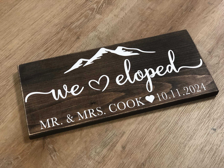 Personalized Mr And Mrs Wall Decor Elopement Wood Sign With Mountain Scene - Anniversary Gift For Couples