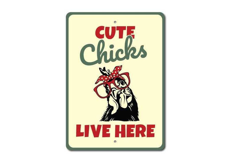 Cute Chicks Metal Sign - Animal Farm Decor For Coops And Farmers
