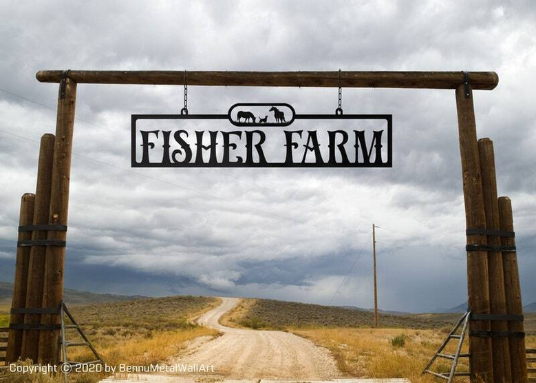 Large Personalized Animal Farm Sign With Animal Figures For Outdoor Decor