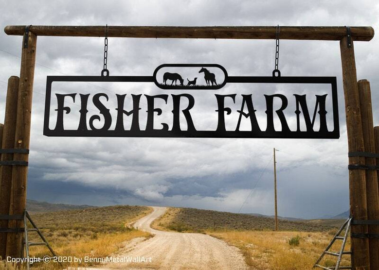 Large Personalized Animal Farm Sign With Animal Figures For Outdoor Decor