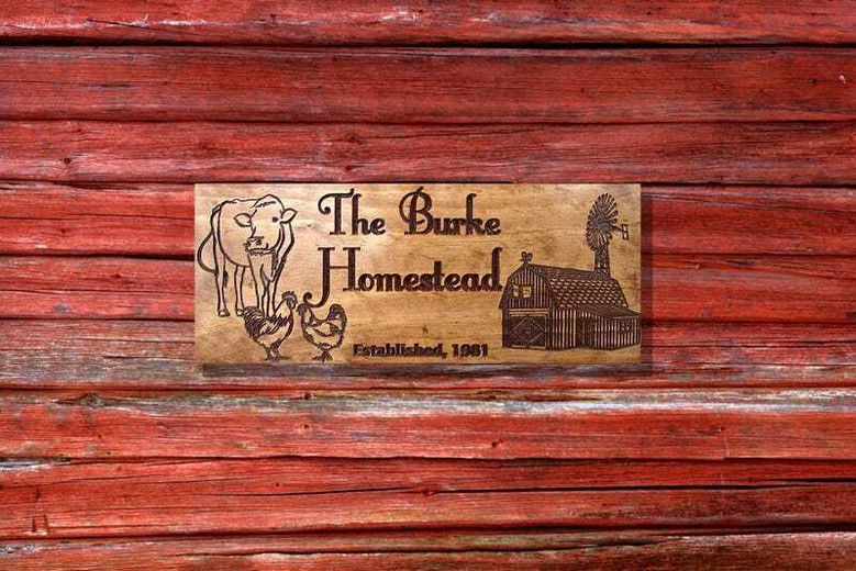 Custom Animal Farm Wood Sign - Rustic Design For Home & Ranch - Personalized Plaque With Farm Animals - Outdoor Decor