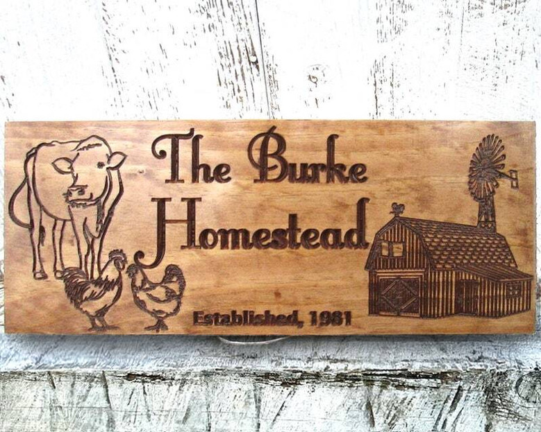 Custom Animal Farm Wood Sign - Rustic Design For Home & Ranch - Personalized Plaque With Farm Animals - Outdoor Decor