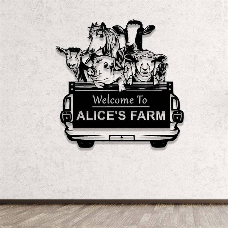 Welcome Animal Farm Metal Sign - Custom Farmhouse Barn Ranch Decor For Farmers
