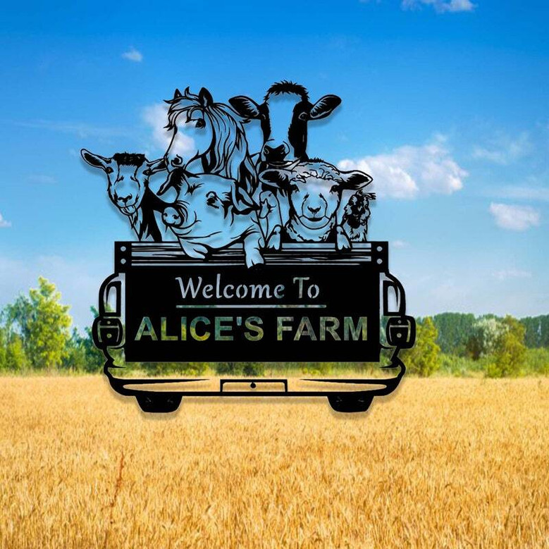 Welcome Animal Farm Metal Sign - Custom Farmhouse Barn Ranch Decor For Farmers