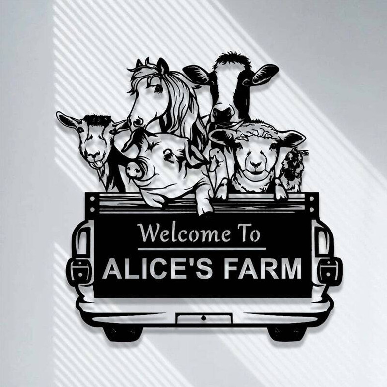Welcome Animal Farm Metal Sign - Custom Farmhouse Barn Ranch Decor For Farmers